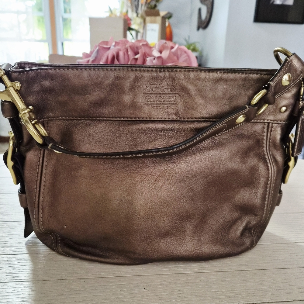 Coach Bronze Leather Shoulder Bag
